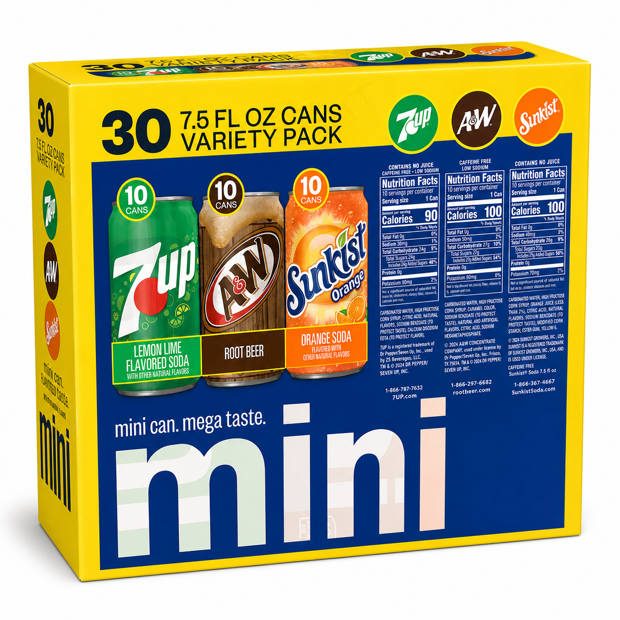 7UP a&w Sunkist Variety Pack Ounce (Pack of 30)