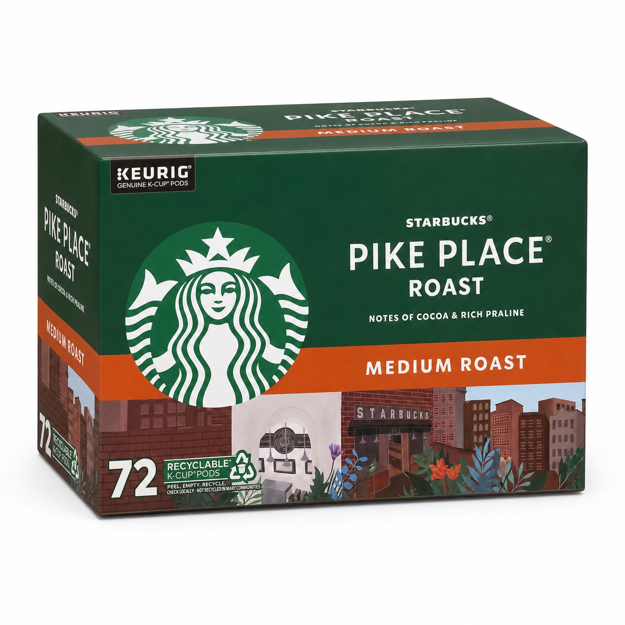 Starbucks medium roast Pike Place K-Cups (72 Count)