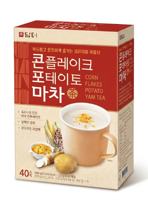 Damtuh Korean Cornflake Potato Yam Tea Breakfast Meal Replacement (Corn Flake Potato Yam) 40 Sticks