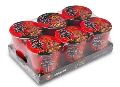 Nongshim Shin Black Spicy Beef & Bone Broth Ramyun Premium Ramen Noodle Soup Cup 6 count