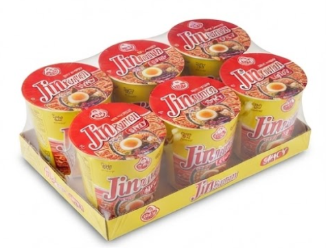 Otoki Jin Ramen Spicy Bowl – Authentic Korean Instant Noodles with 13-Hour Simmered Beef Bone Broth, Bold & Fiery Flavor, Microwave or Add Hot Water, Ready in 5