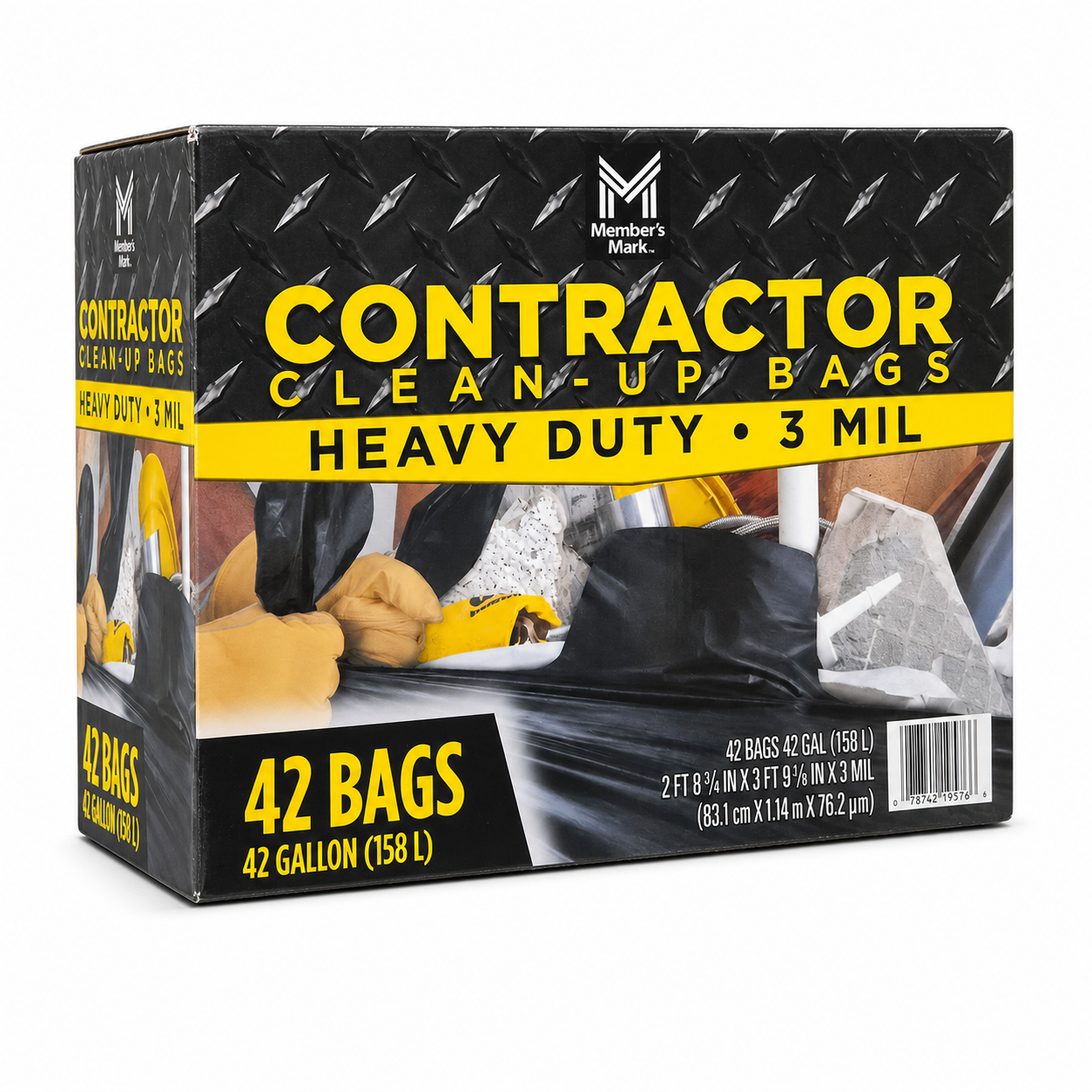 Member's Mark Commercial Contractor Clean-Up Bags, Heavy Duty 3 Mil, 42 Gallon